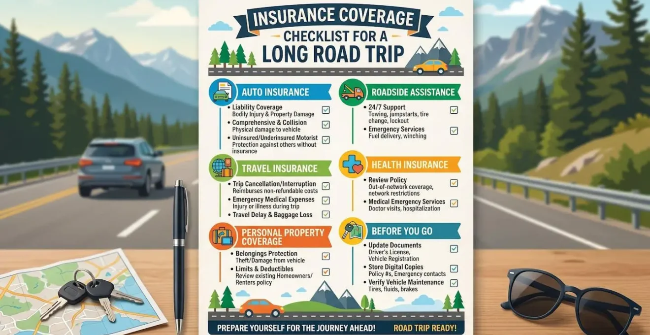 Checklist de vérification des garanties d'assurance pour un road trip de longue durée