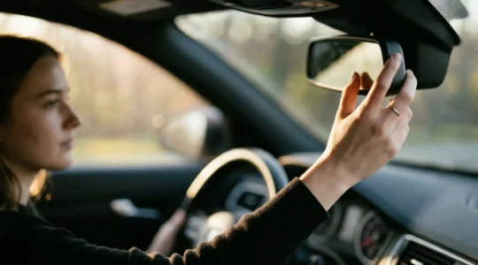 Jeune conducteur au volant avec macaron A, symbole du permis probatoire et responsabilité sur la route