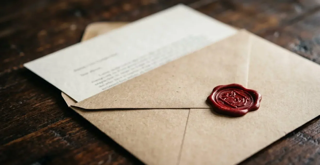 Enveloppe recommandée sur un bureau avec cachet de la poste symbolisant l'escalade administrative