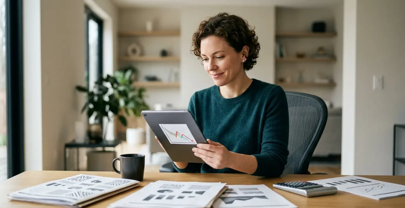 Personne comparant des devis d'assurance auto sur ordinateur avec graphiques de réduction