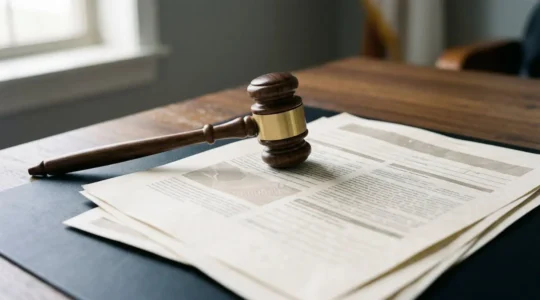 Concept symbolique de protection juridique automobile avec elements de justice et assurance
